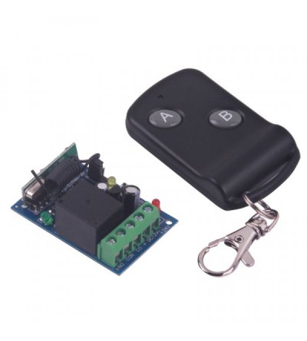 High Quality One Channel DC12V Wireless Remote Control Switch  -  Black 2 Keys