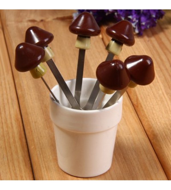 Mushroom Design Fruit Fork Set Practical Household Gadgets Fashionable Home Decor