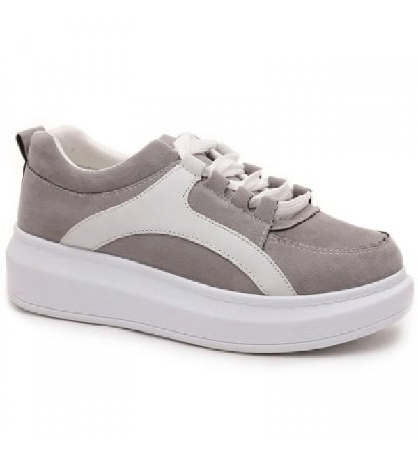 Preppy Colour Splicing and Suede Design Athletic Shoes For Women