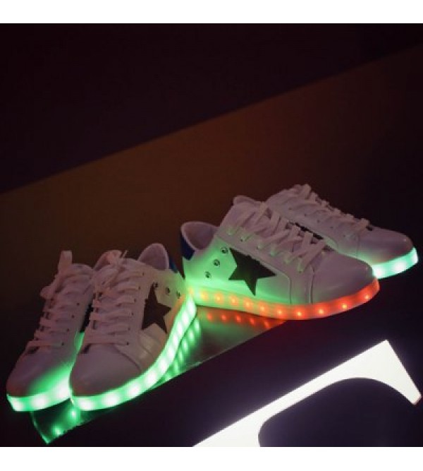 Lights Up Led Luminous Eyelets Color Block Athletic Shoes