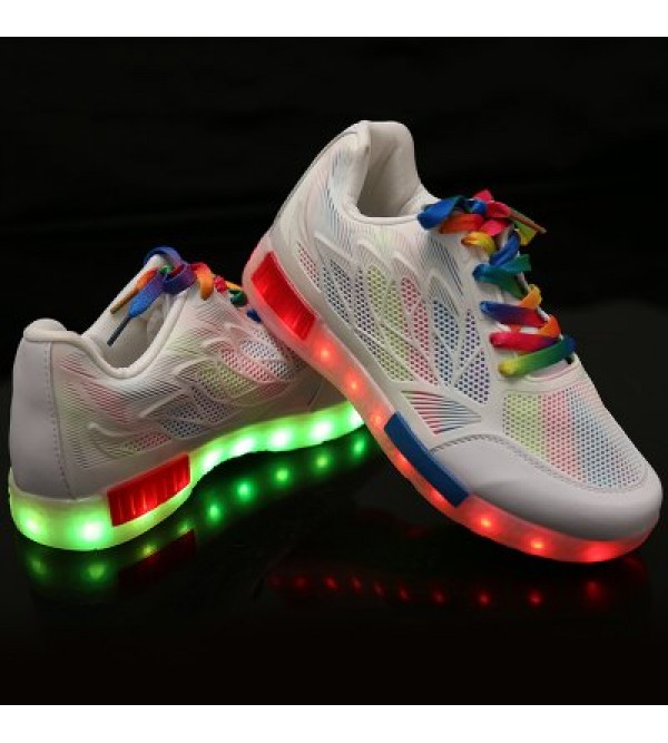 Led Luminous Colored Shoelace Hollow Out Sneakers