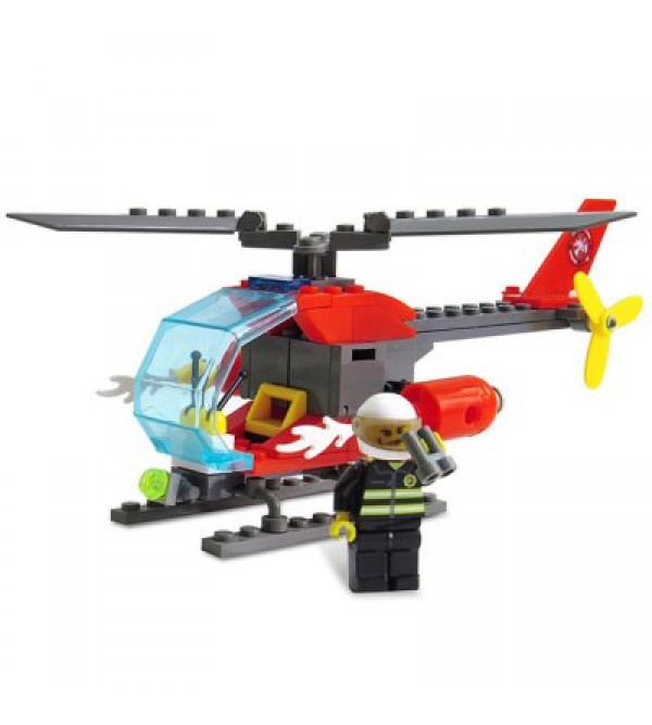 ABS 89pcs Firefighter Helicopter Building Block DIY Model