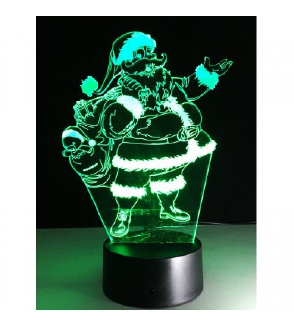 3D Christmas Santa Claus Shape Touch Colorful Night Light