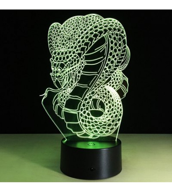 3D Christmas Snake Shape Touch Colorful Night Light