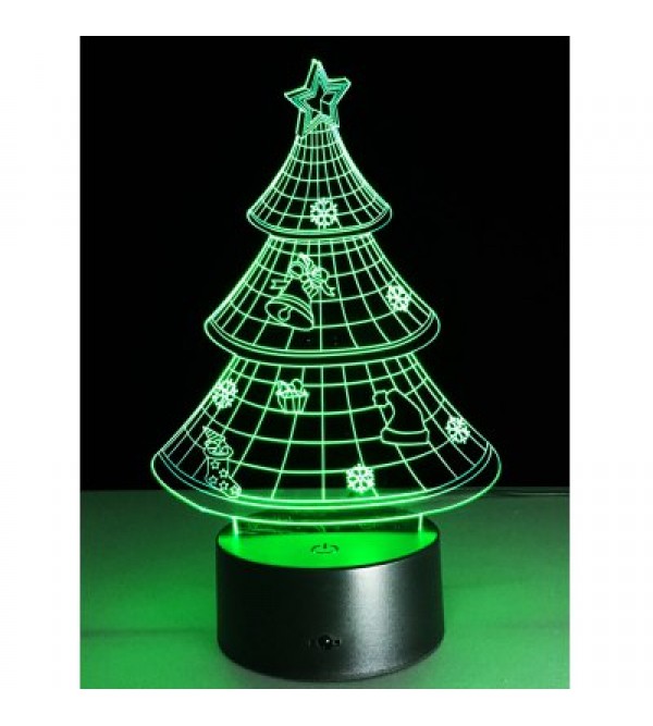 Funny 3D Christmas Tree Shape Touch Colorful Night Light