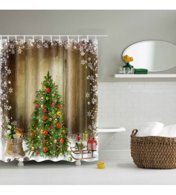 Hot Sale Waterproof Polyester 3D Merry Christmas Shower Curtain