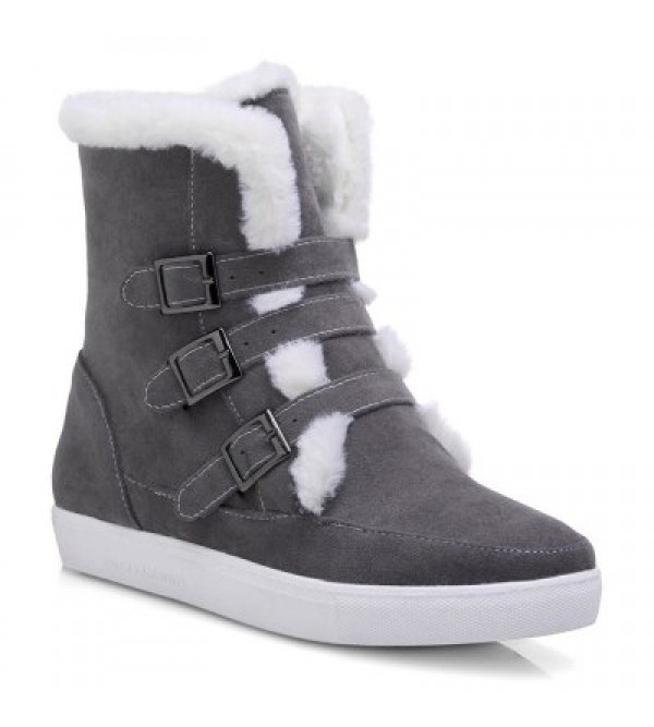 Casual Suede Buckle Straps Short Boots