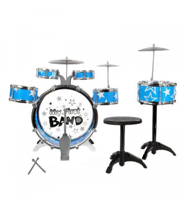 Kids Drums Kit Musical Instrument Toy with Cymbals Stool