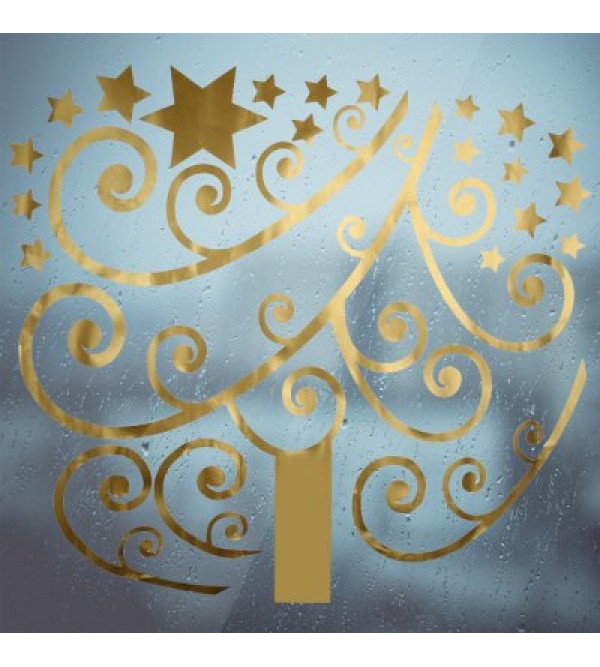 Christmas Golden Tree Bedroom Wall Stickers