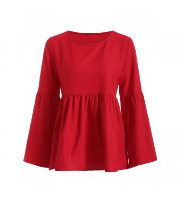 Flare Sleeve Ruched Loose Blouse