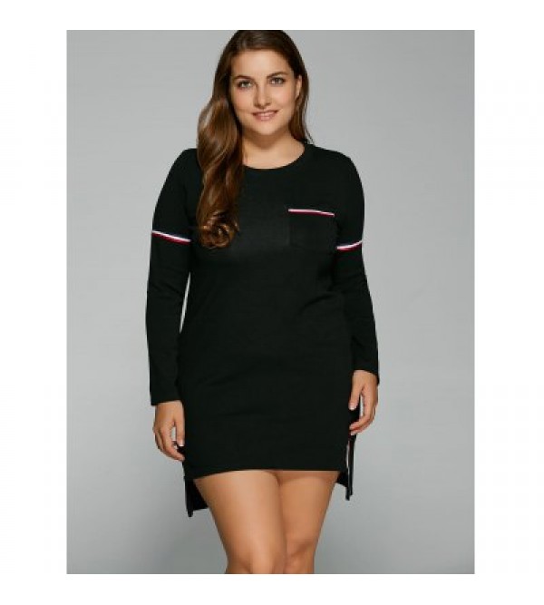 Plus Size Long Sleeve High Low Dress