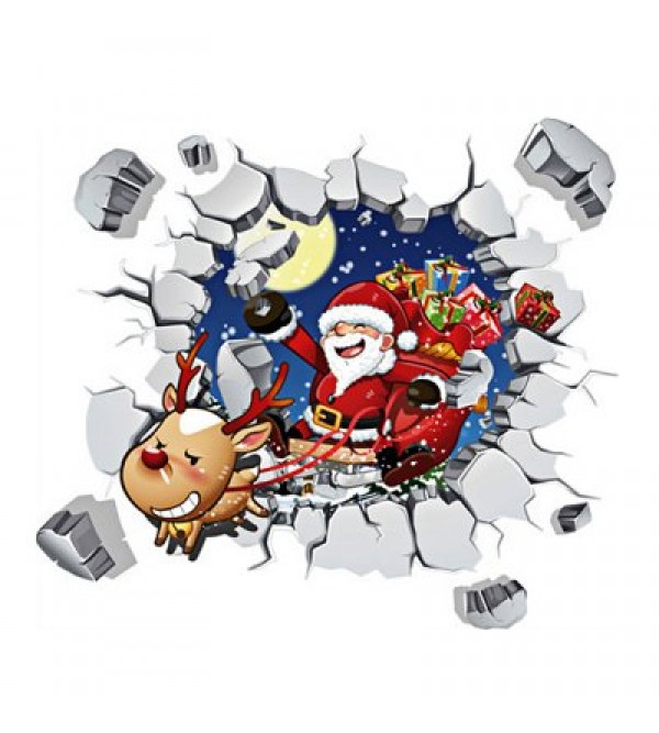 Merry Christmas Santa Claus Removable 3D Wall Stickers