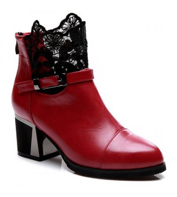 Buckle Strap Zipper Lace Ankle Boots