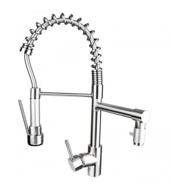 Brass Deck Mounted Pull-down Spring Kitchen Faucet