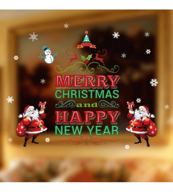 Merry Christmas Santa Claus Removable Mirror Wall Decals