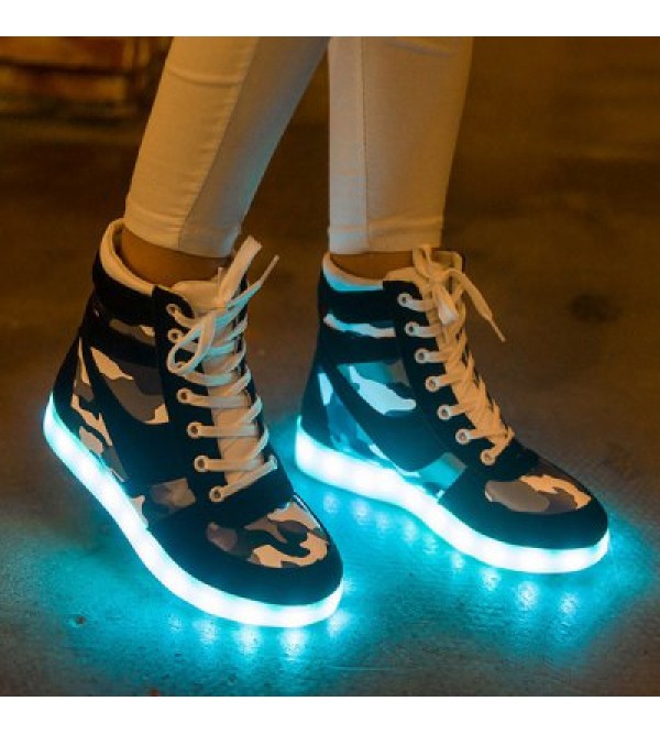 High Top Camo USB Charging Flashing Sneakers