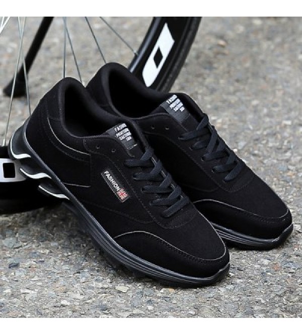 Lace-Up Letter Pattern Suede Athletic Shoes