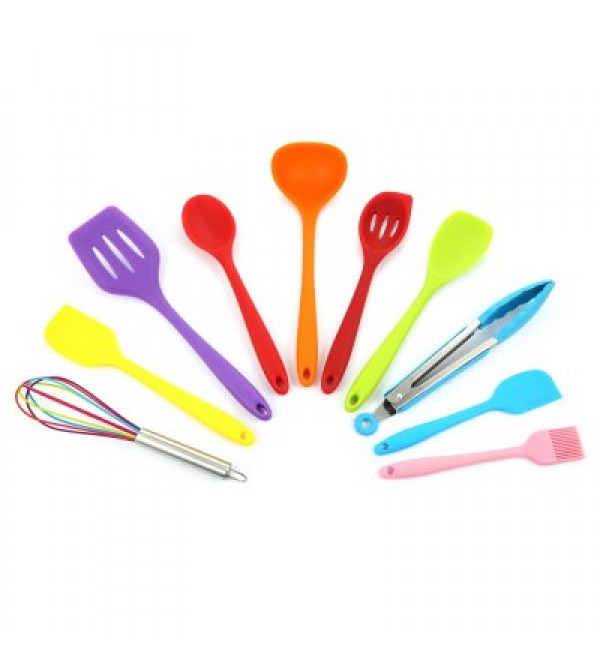 10PCS Colorful Silicone Kitchen Non-stick Utensil