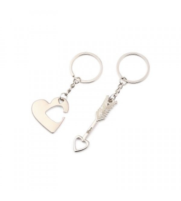 2 in 1 Alloy Arrow Through Heart Key Chain Wallet Decor