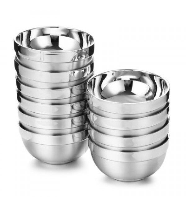 10PCS Stainless Steel Double-deck Bowl