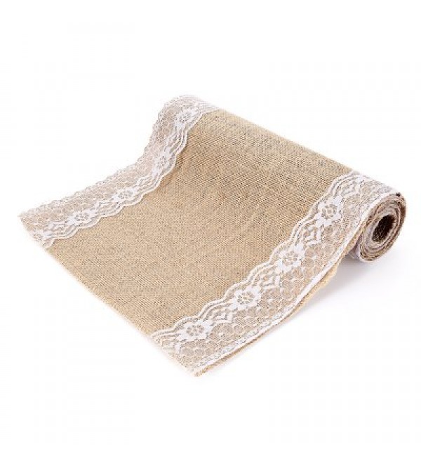 Retro Burlap Lace Table Runner