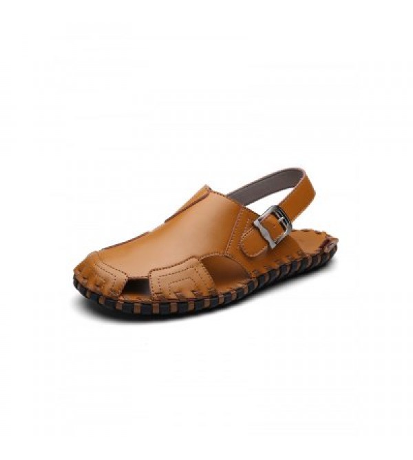 Handmade Pin Buckle Men Leather Sandals