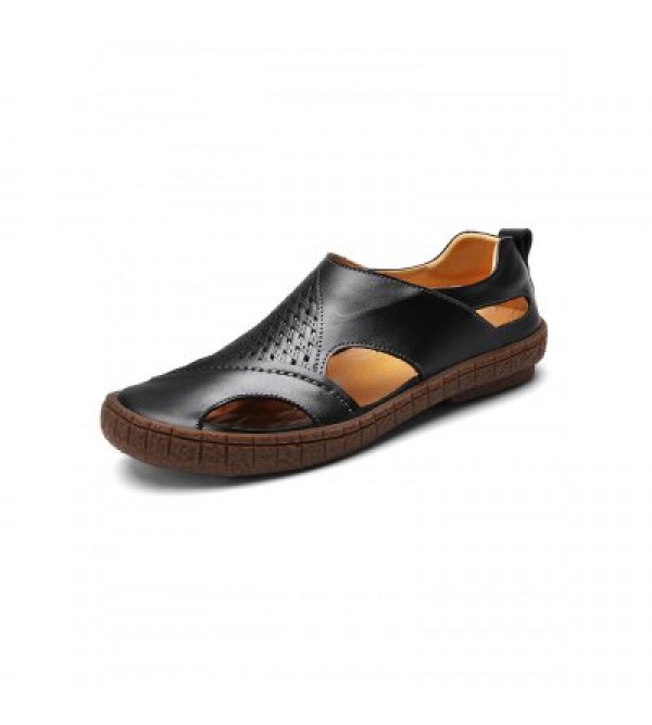 British Style Genuine Leather Men Sandals